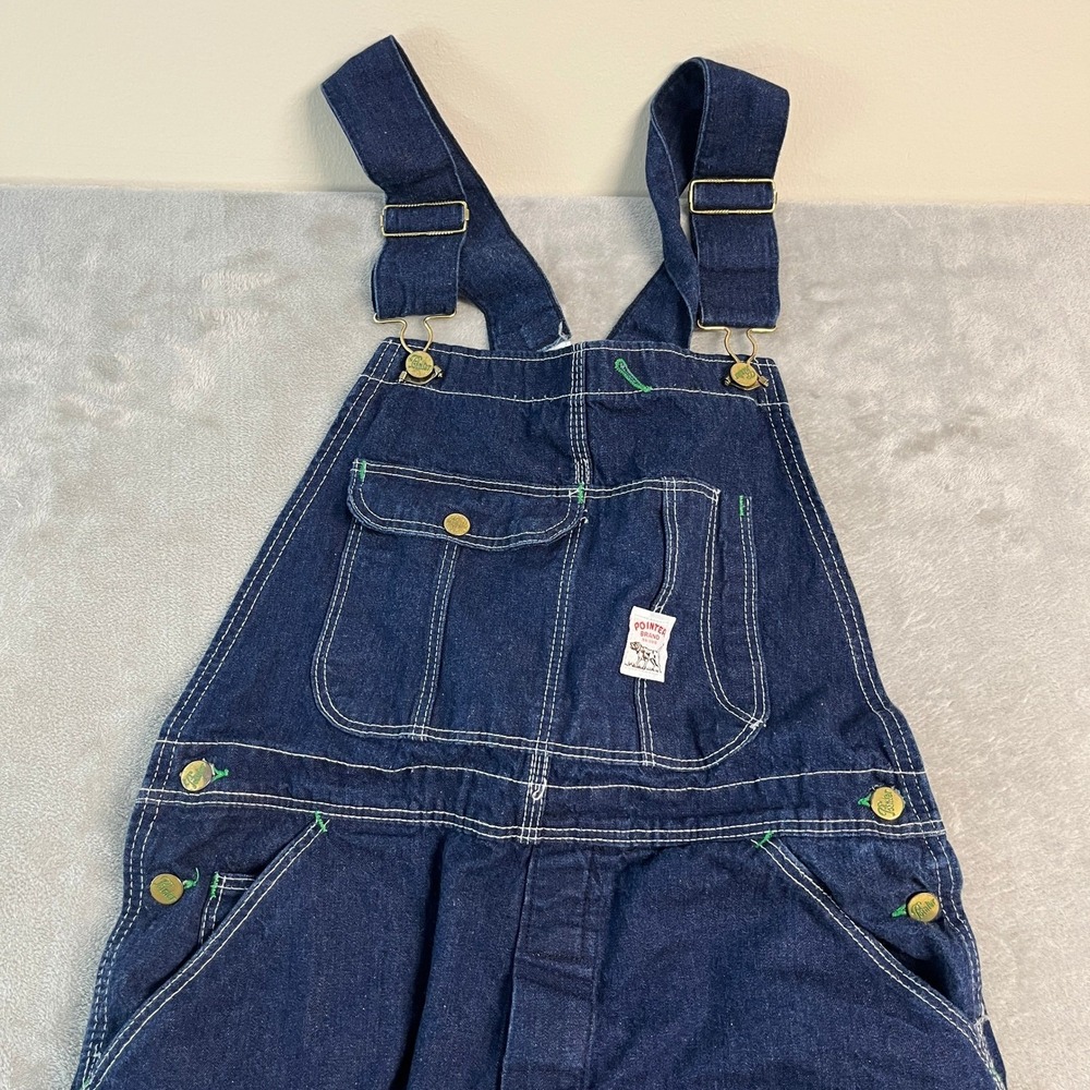 Vintage Pointer Brand Denim Overalls Mens 33x30 Blue Bib Workwear USA Made - Picture 2 of 14